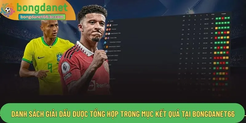 Danh sách giải đấu được tổng hợp trong mục kết quả tại Bongdanet66